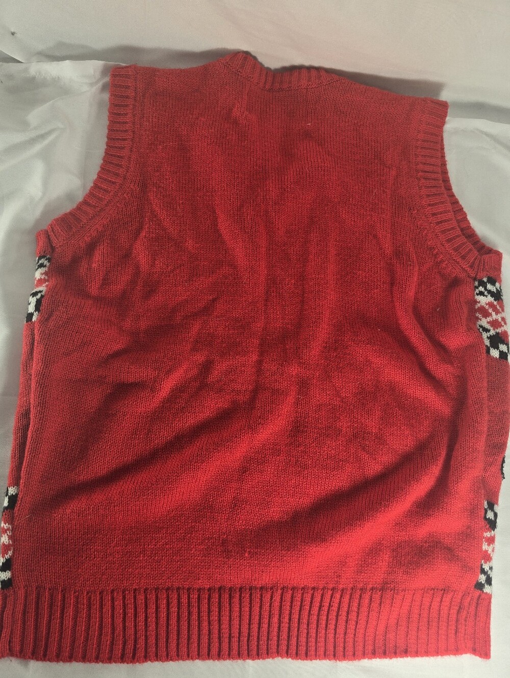 Vintage Christmas Scottie Dog Sweater Vest Womens Medium Red Holiday Cardigan - Picture 4 of 4